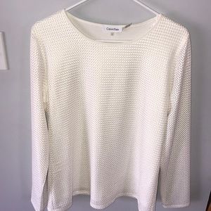 Calvin Klein • Cream Long Sleeve Top Large